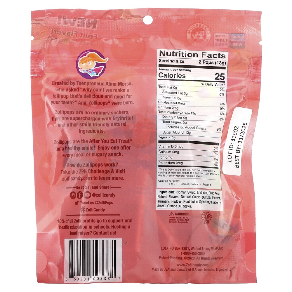 The Clean Teeth Pops, Cherry , 3.1 oz