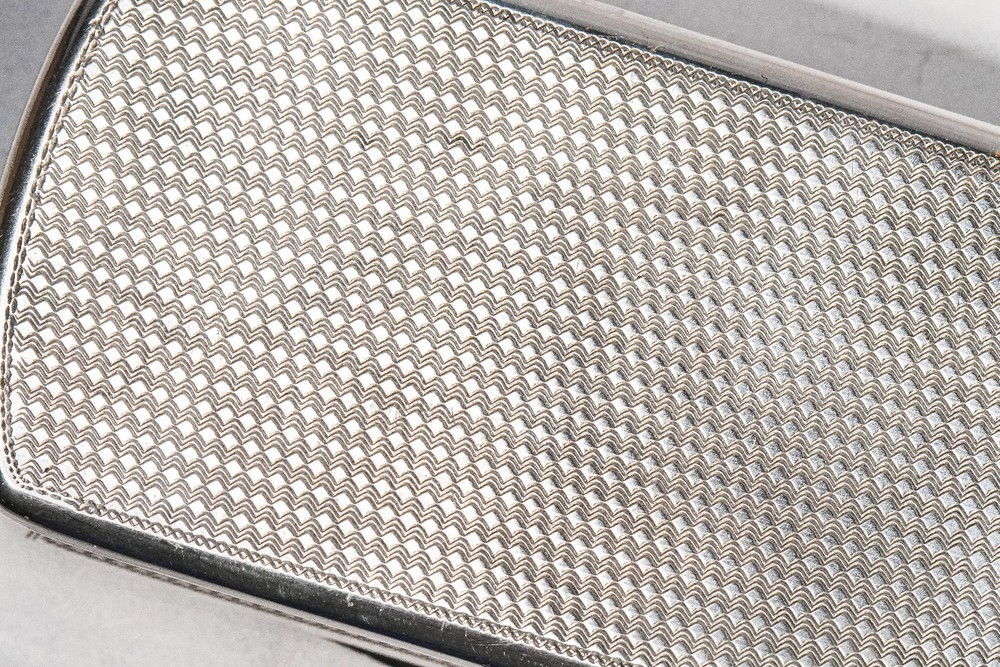 Intricate Engine Turned Pattern Antique Victorian 800 Silver Snuff Box