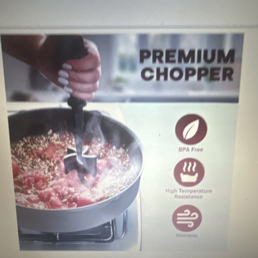 Premium Push Function Chopper BPA Free High Temp Resistant Odorless 11in Black