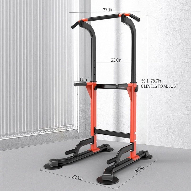 Sturdy Pull Up Dip Station Adjustable Height Strength Training Equipment New