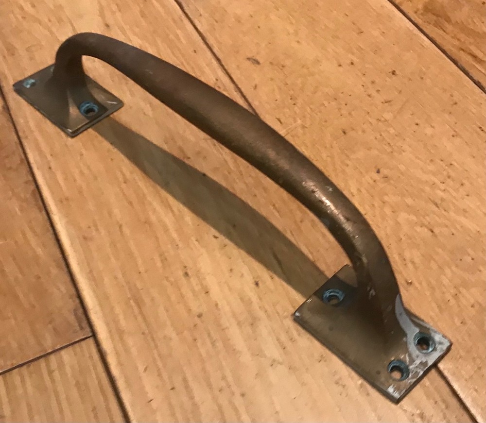 Vintage solid brass pull handle 10” Long (255mm Long) Approx (DR)