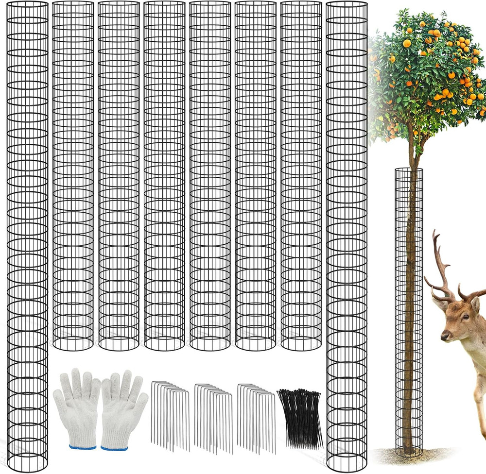8 Pcs Metal Tree Trunk Protector Guard, 48" Mesh Tree Guards Trunk Protector wit