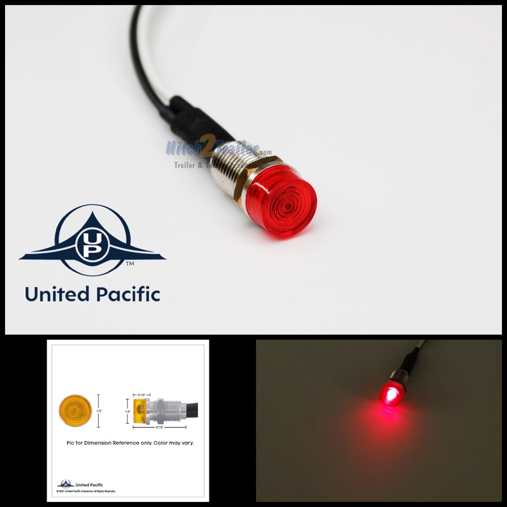 (1) Red Mini LED Dash Light Indicator, Pilot Warning Lamp, 1/4" Mounting Hole