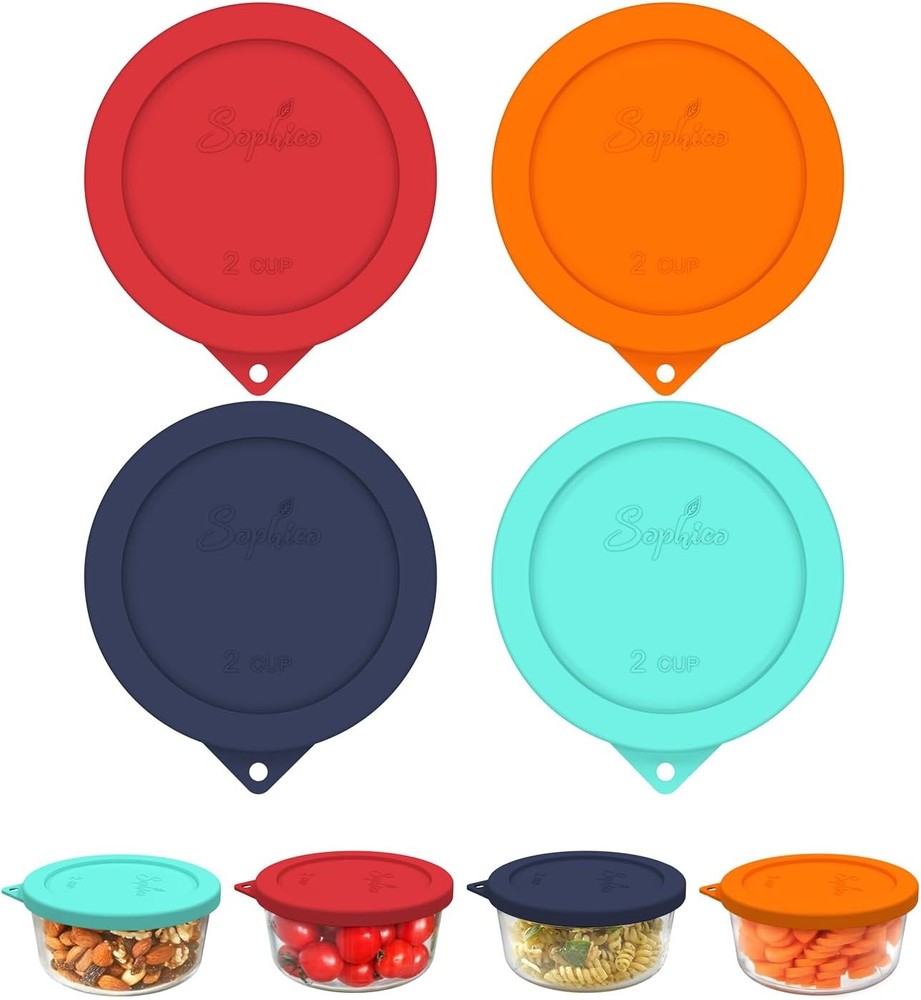 Sophico 2 Cup Round Silicone Storage Cover Lids Replacement for Anchor Mix