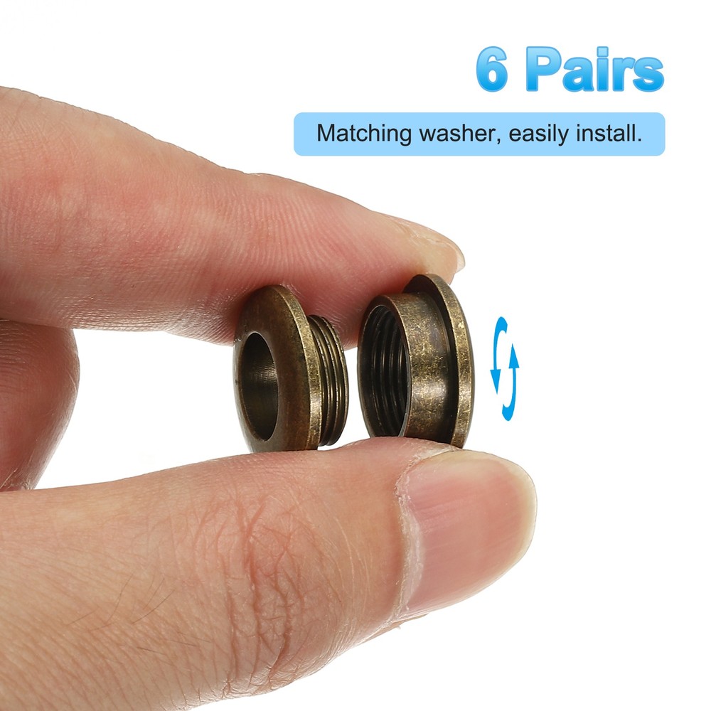 8mm(1/3 Inch) Brass Hole Eyelets, 6 Pcs Arc Surface Grommets, Bronze