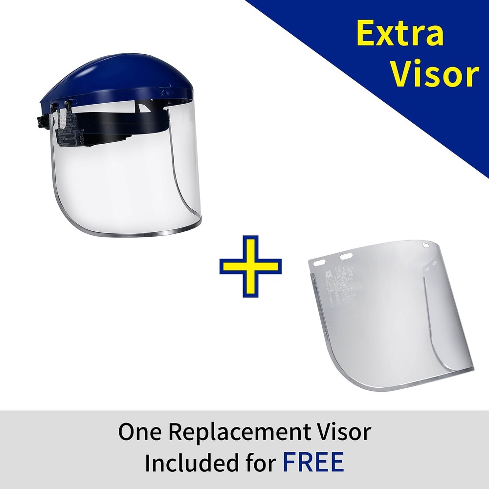 Full Face Impact Resistant Safety Shield | Clear Polycarbonate Visor + Replac...