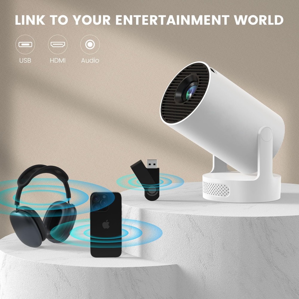 Mini Projector with WiFi and Bluetooth, Portable Projector Support Soundbase ...