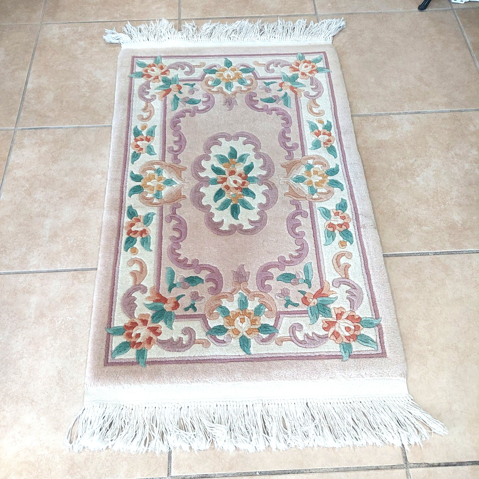 2'3 x 3'6 Chinese Aubusson Medallion Oriental Rug Floor Runner Hand-knotted Wool