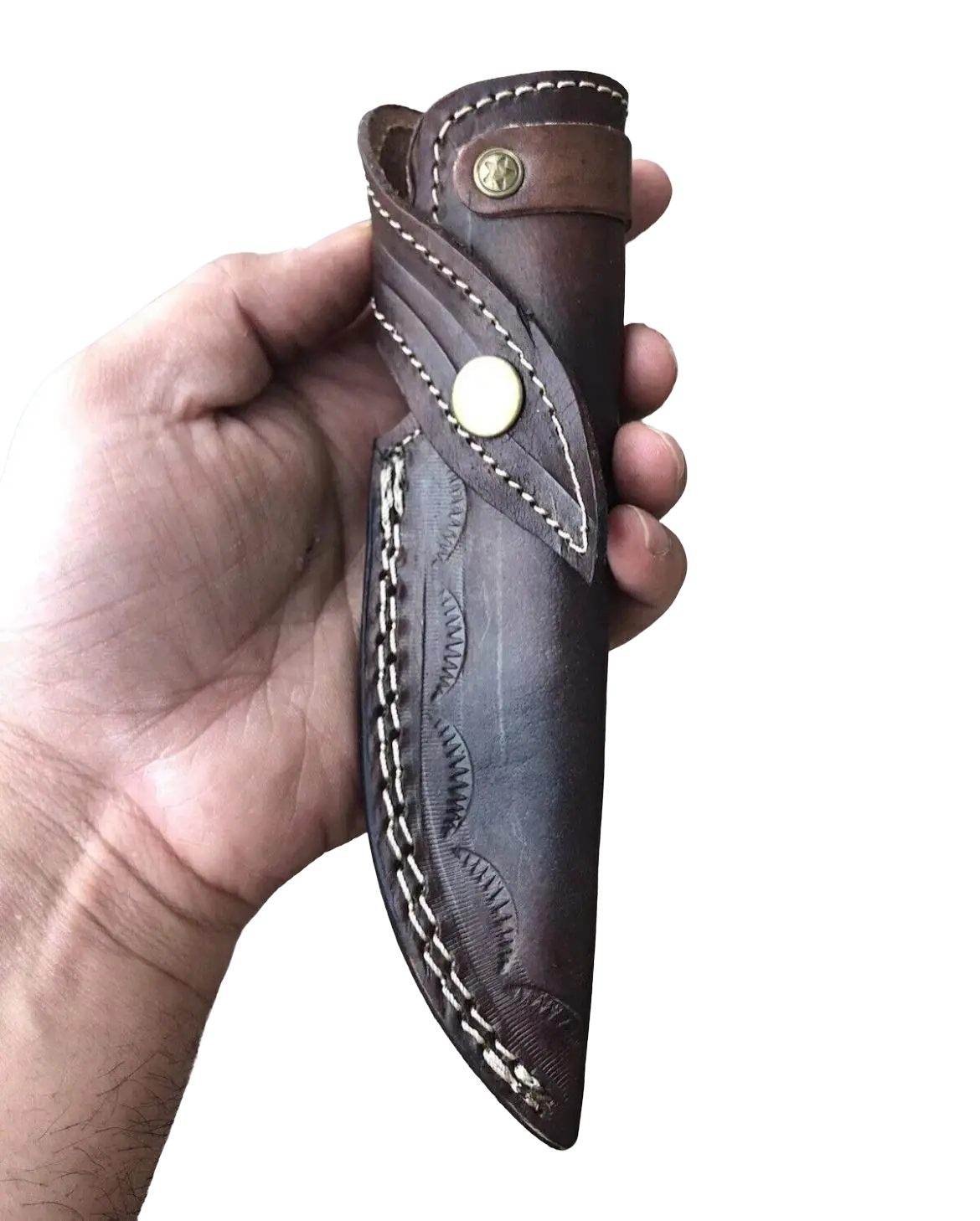 Leather Hand Crafted Fixed Blade Knife Sheath vertical carry Outdoor Hunting