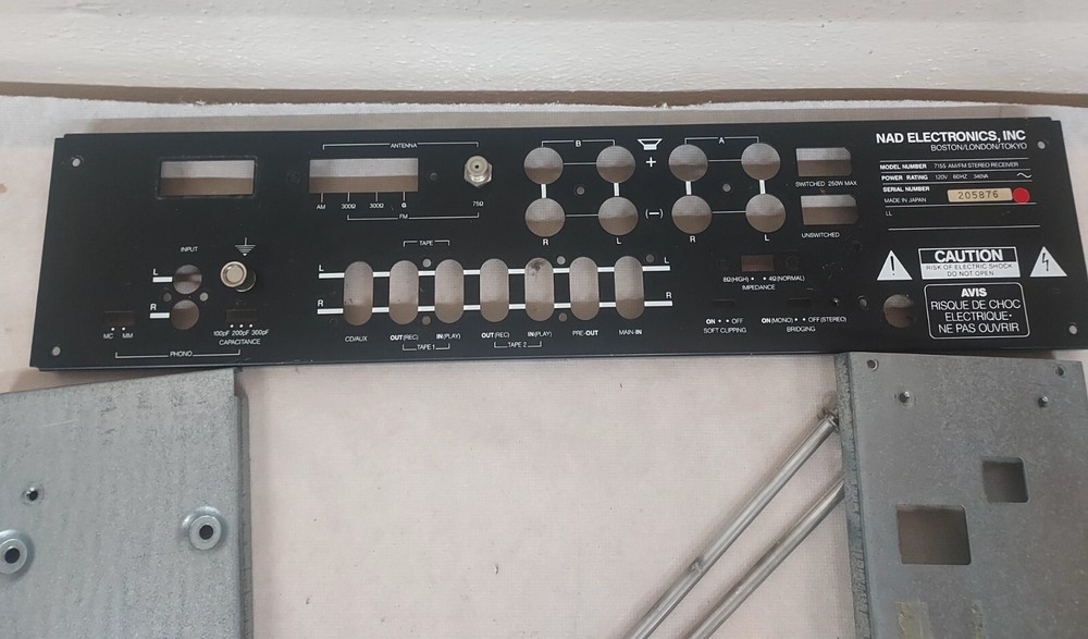 NAD 7155 Stereo Receiver Side, Back, and Front Panels