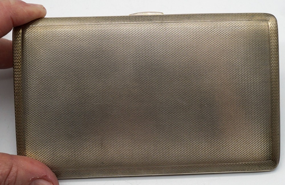 Sterling Silver Cigarette Case Engine Turned Design ES & Co England 1921
