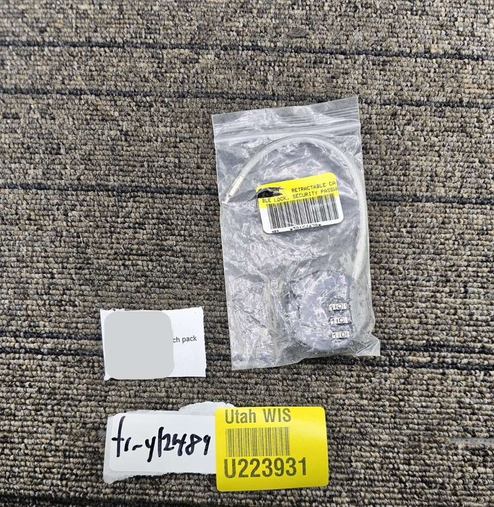 (QTY 4) 3-digit Combination Retractable Cable Security Locks Resettable - Black