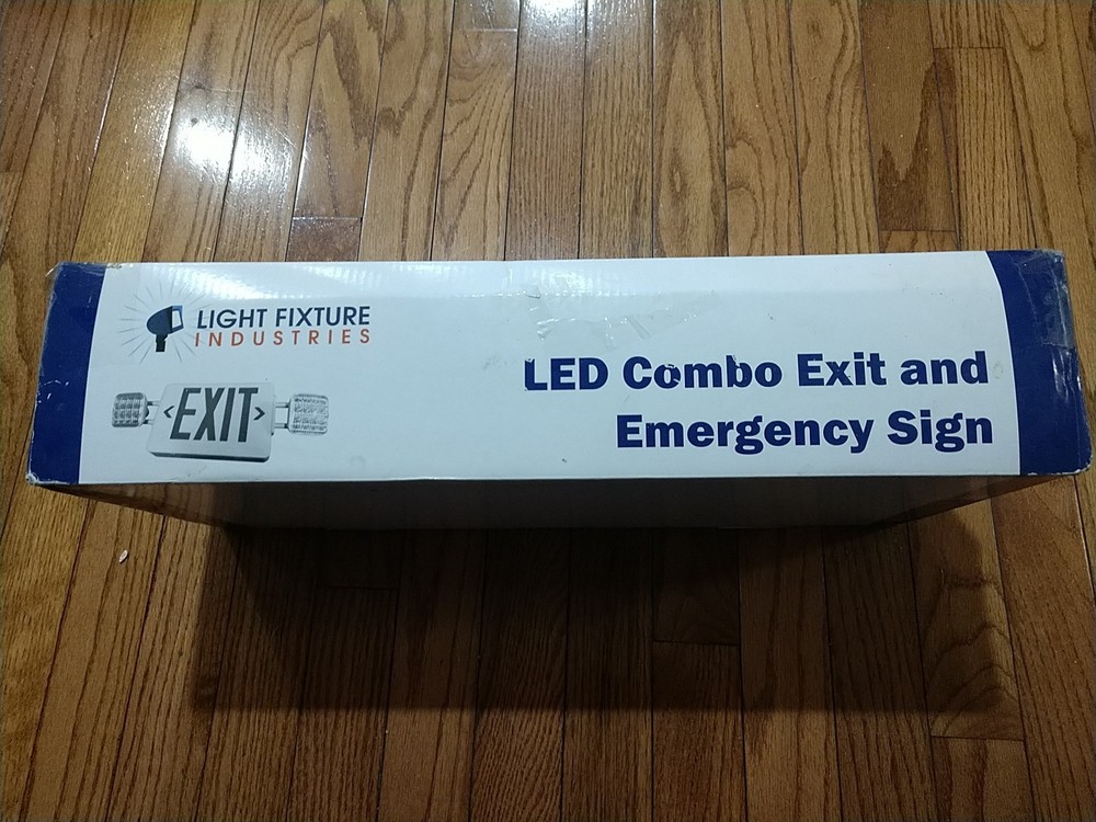LFI Lights White With Red LED Exit Sign Emergency Light Double Faced