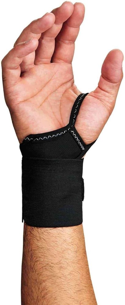 ProFlex 420 Black Wrist Wrap with Thumb Loop - Adjustable Support for Sprains