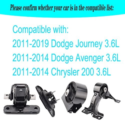 Engine Motor Mount & Trans Mount Compatible with 2011-2019 Journey 3.6L Dodge