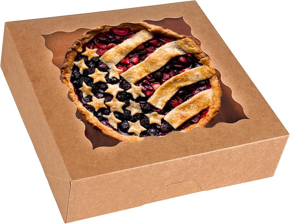 20-Pack Pie Boxes 10" x x 2.5", Bakery with Window, Brown
