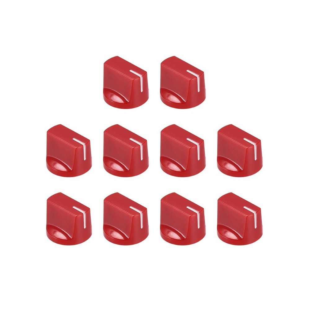 10Pcs 6.4mm Shaft Hole Pedal Knobs Pointer Control Knobs with Set Screw Red