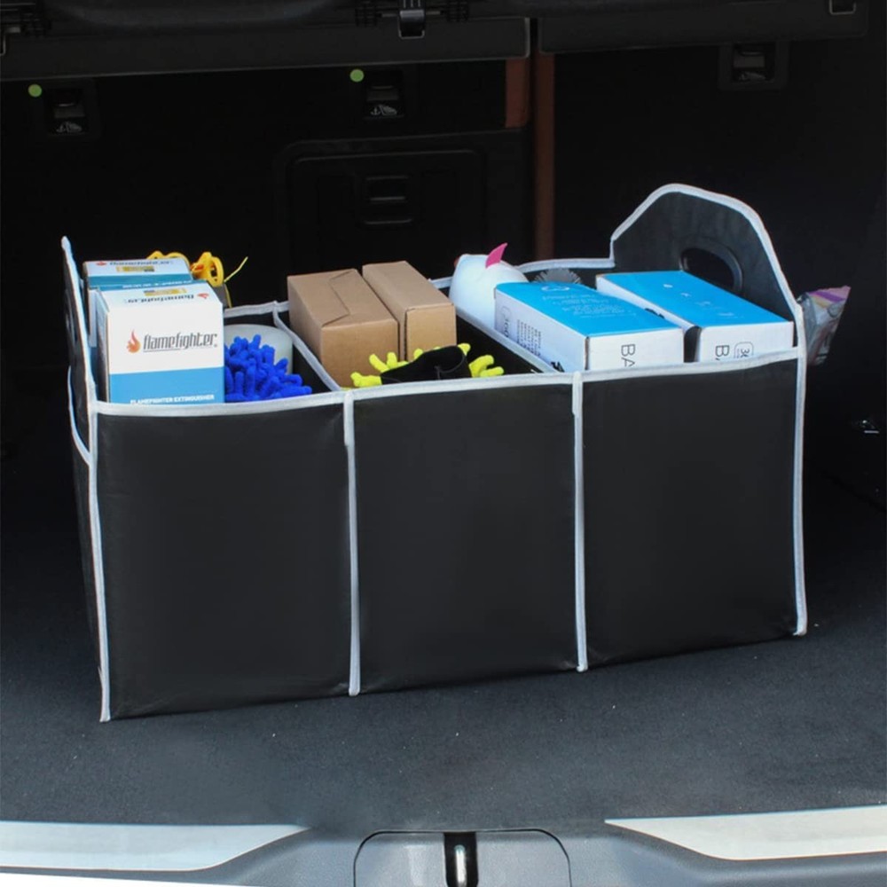 Car Trunk Organizer, Portable Foldable Waterproof Auto Storage Small, Black