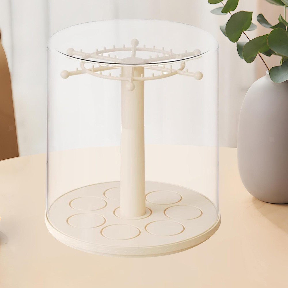 Figure Clear Display Case Storage Organizer Rotating Dustproof Desktop Necklace
