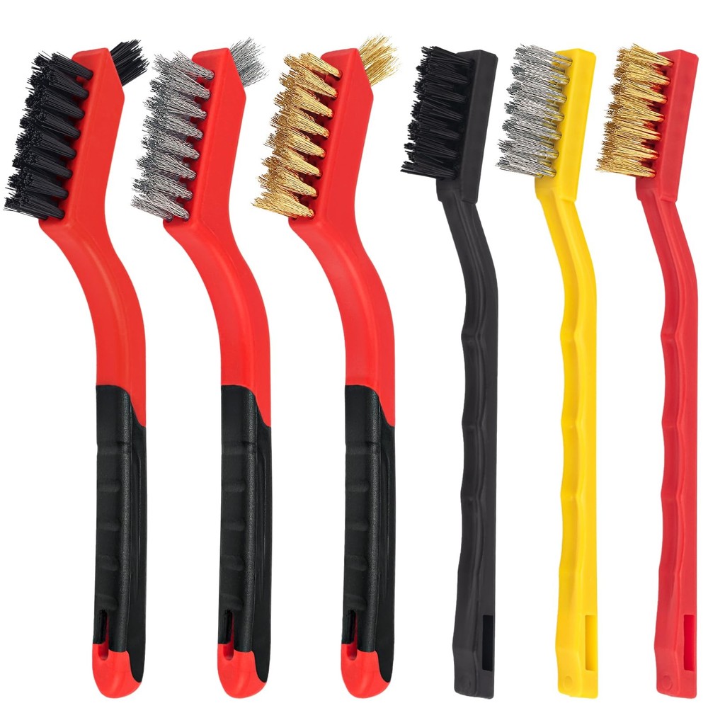 6 Pcs Small Wire Brushes Set for Cleaning Rust Scrub Paint Grout Removal