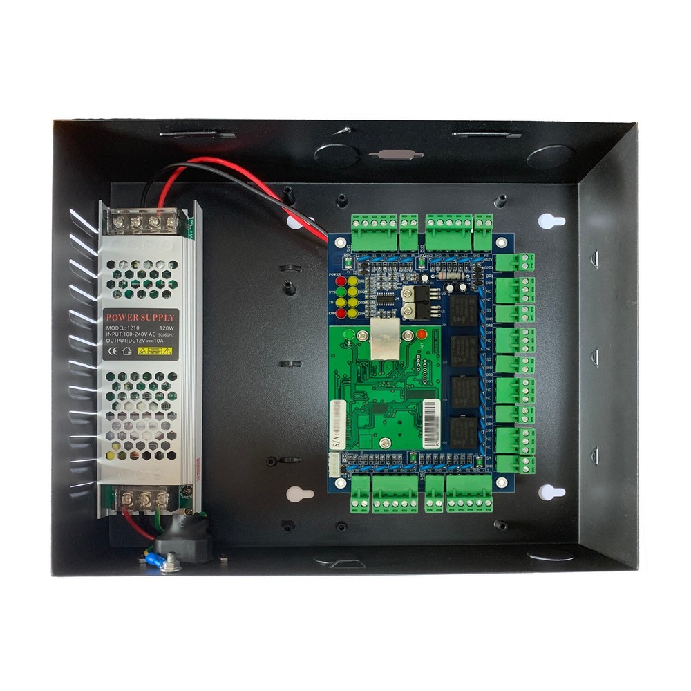 4 Door 4 Reader TCP/IP RFID Board Panel Access Control Metal case 12V 10A Power