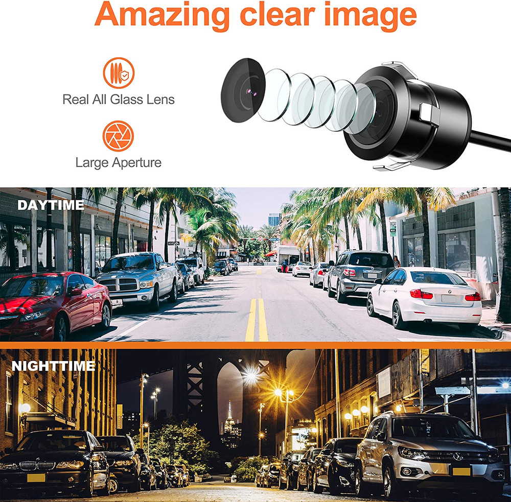 Mini Flush Mount Camera Metal Housing 170°Reverse View Backup Camera Nightvisio