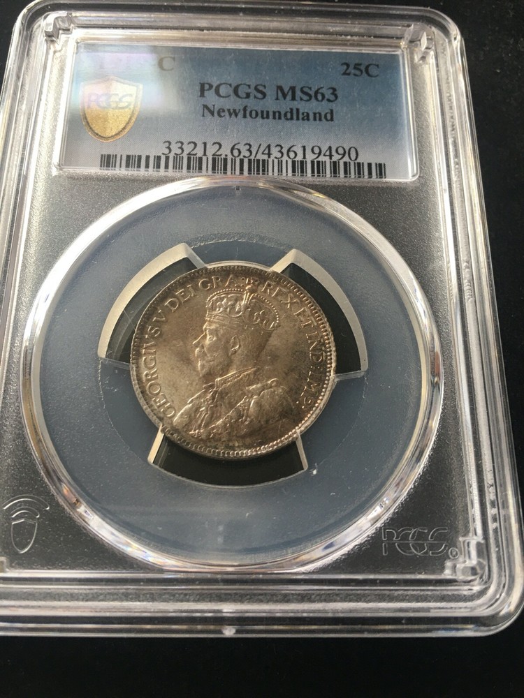 1919C  Newfoundland, ¢25 Cent, PCGS Graded, **MS-63** #9490