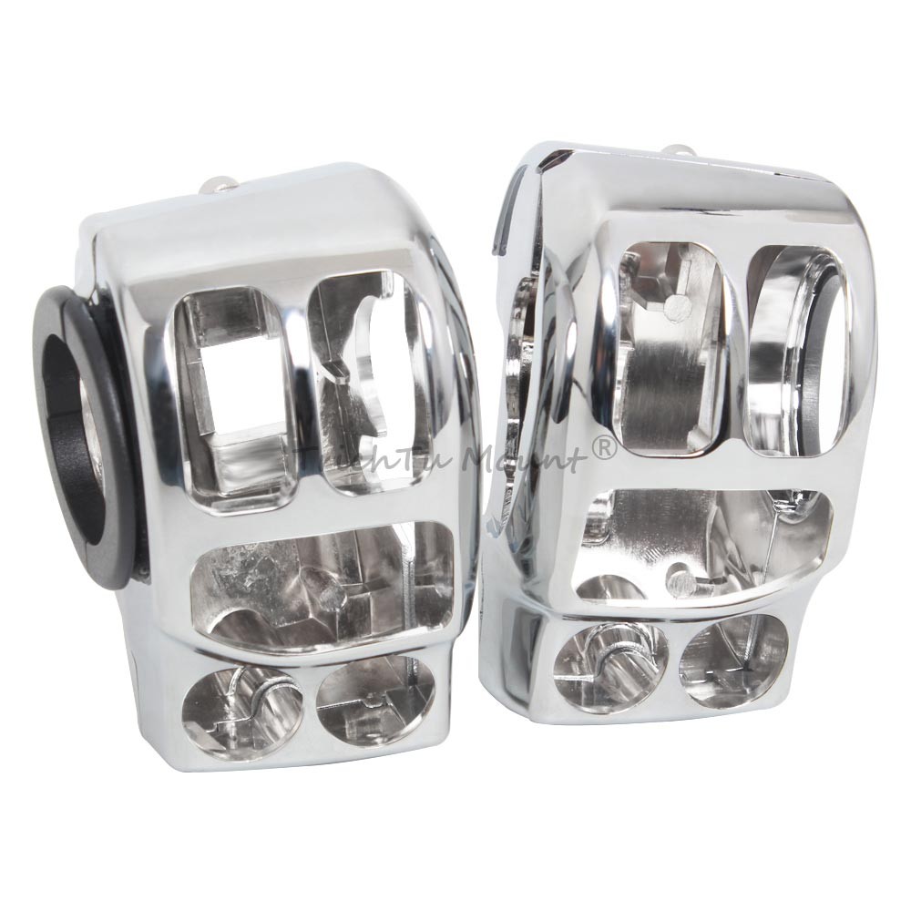 A Pair Chrome Switches Housing Cover For Harley Touring Street Glide 2014-2023