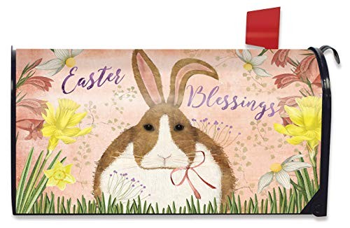 Easter Blessings Bunny Magnetic Mailbox Cover Primitive Easter Bunny