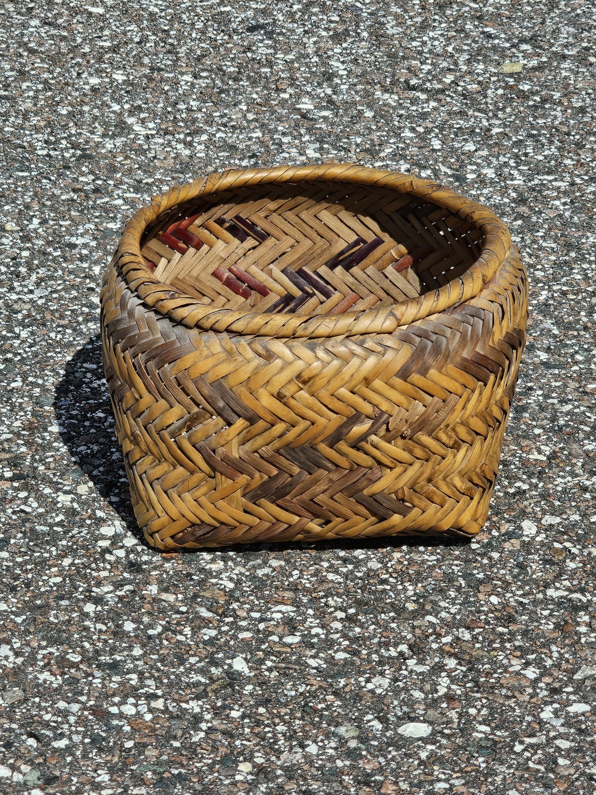 Chaoctaw basket hand woven twill river cane 8x5.5 Native American