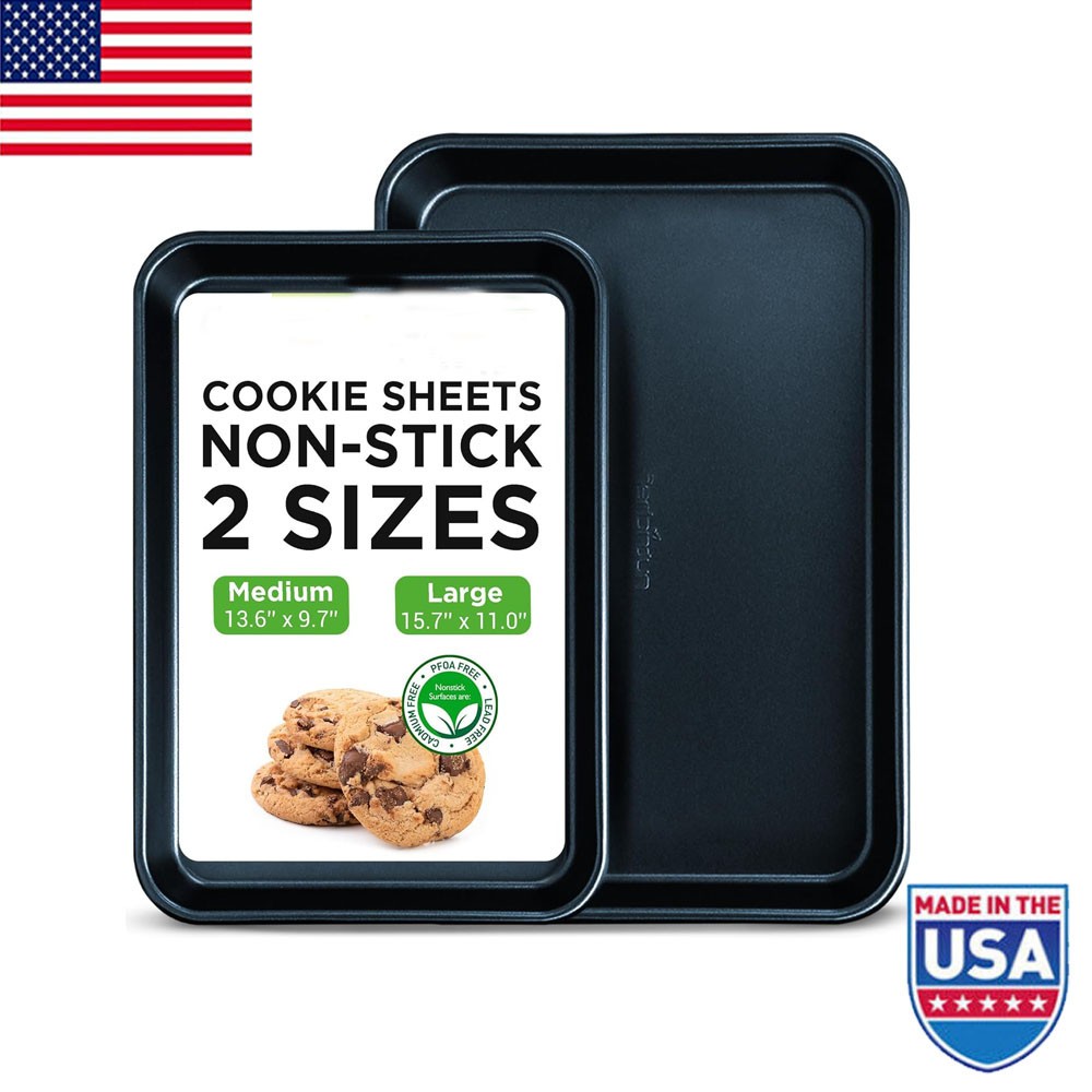 Baking Sheet Large and Medium Baking Trays Non Stick - Premium 2-Piece Cookie