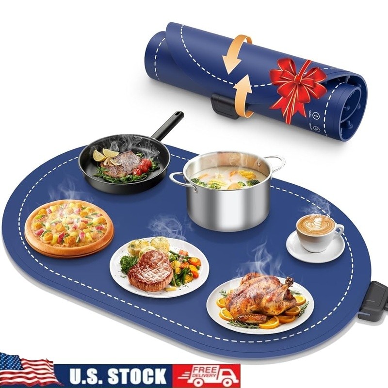 Electric Food Warming Tray Rapid Heat Adjustable Temp Kitchen Tool W/ Timer New