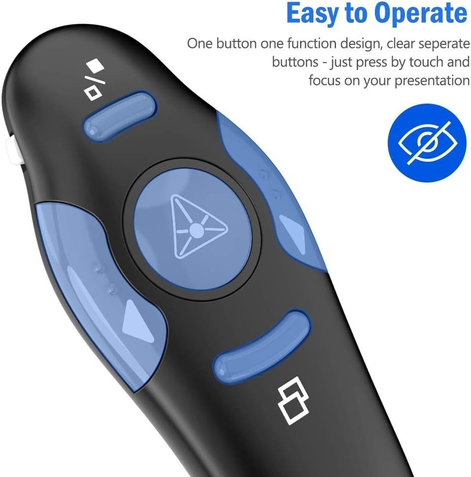 Compact Presentation Remote Clicker - Plug & Play with 49ft Wireless Range