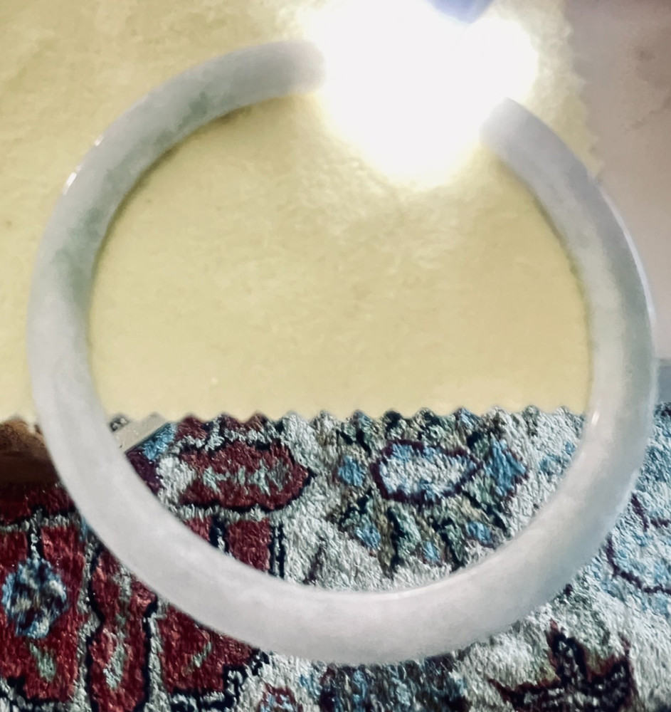 Type A Burmese Princess Bangle Green White 60mm