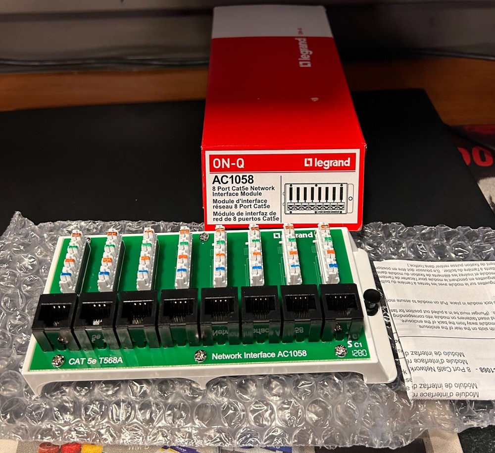 On-Q/Legrand AC1058 8-Port Cat5e Network Interface Module. Brand New!