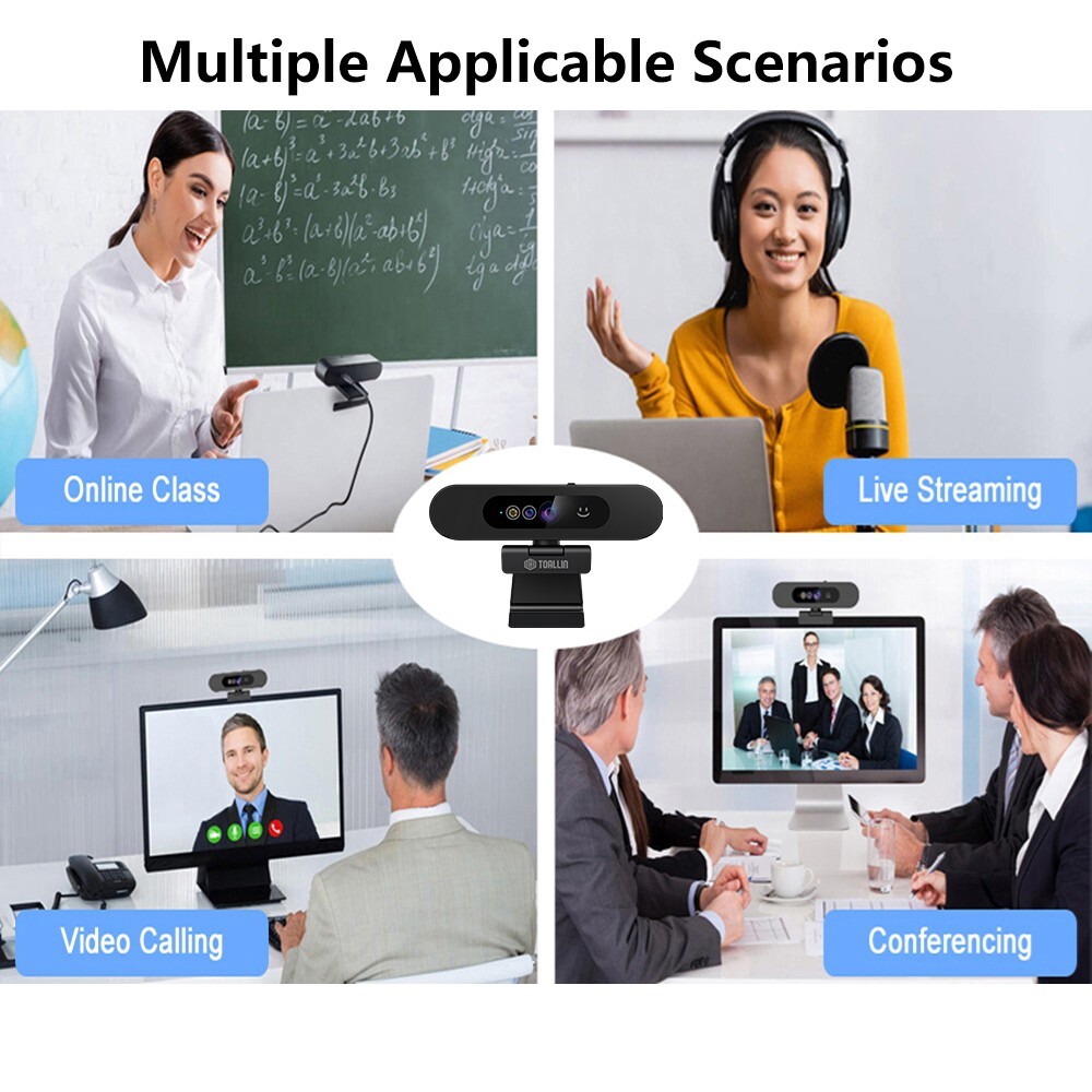TOALLIN 1080P Windows Hello Compatible Webcam HD USB webcam with wide Angle view
