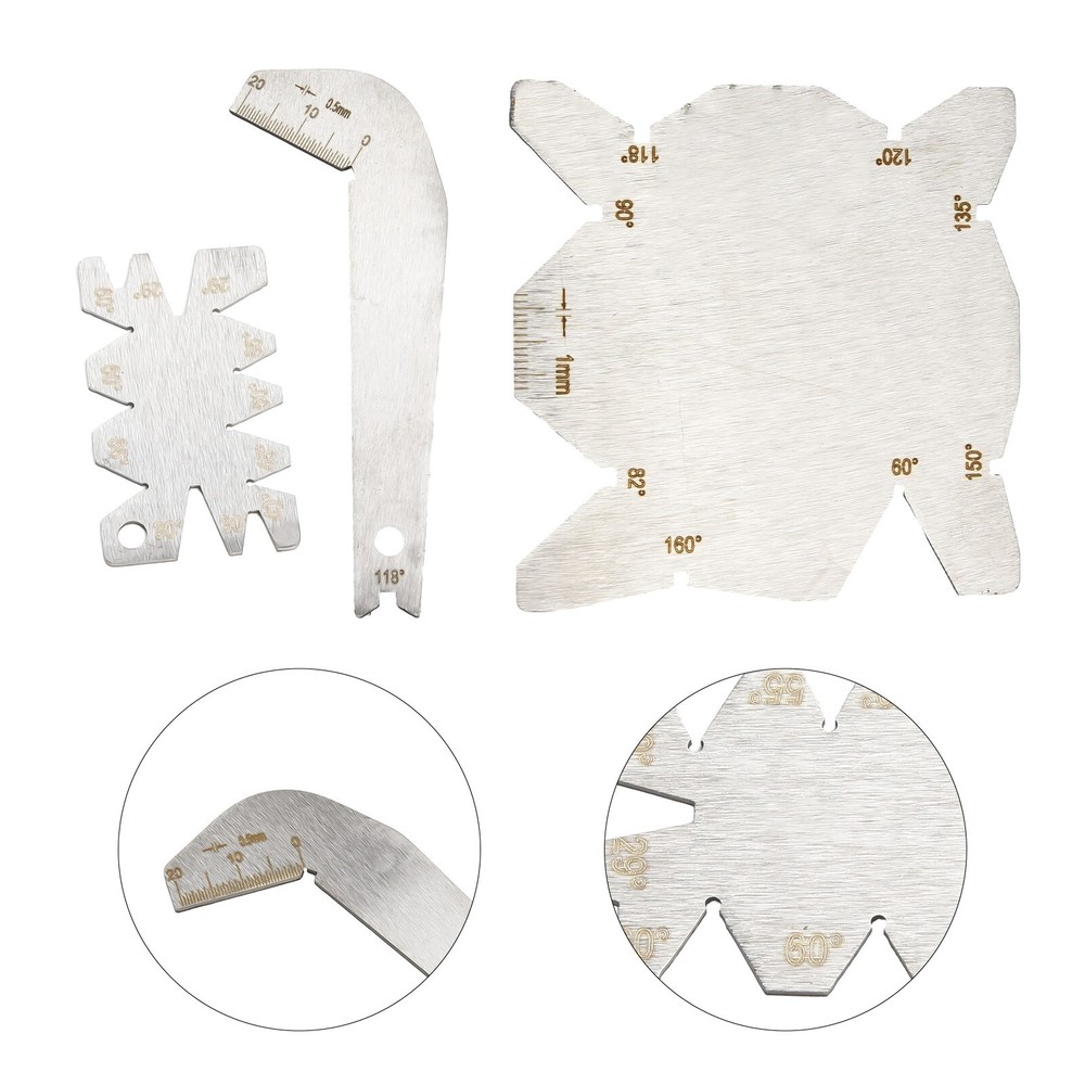 Drill Bit Angle Gauge Sharpening Set with 3Pcs SS Inspection Measurement Tools