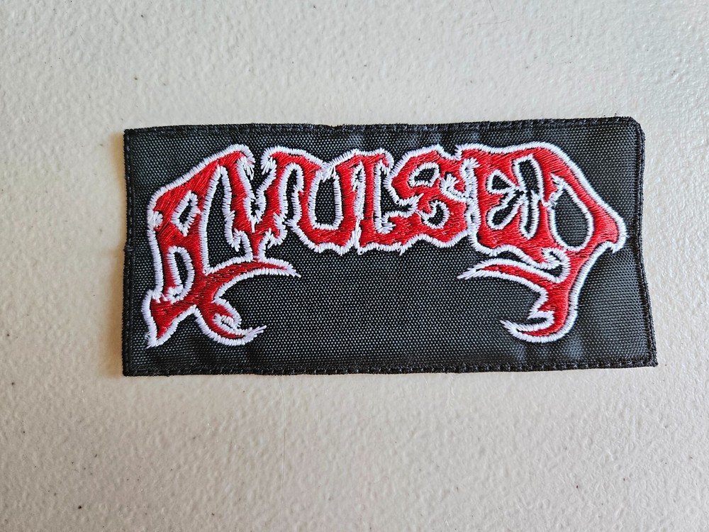 AVULSED, SEW ON RED AND WHITE EMBROIDERED PATCH