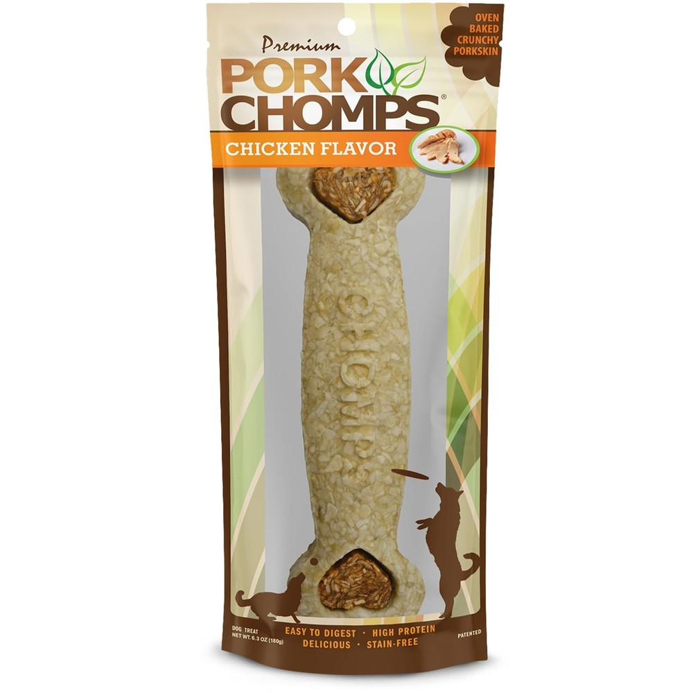Premium Pork Chomps Crunchy Bone Chicken 8", 1Ct