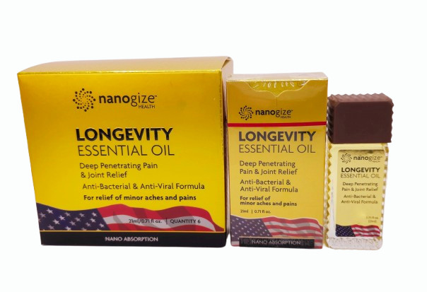 Nanogize Health Longevity Essential Oil 21mL / 0.71oz Deep Penetrating- Box of 6
