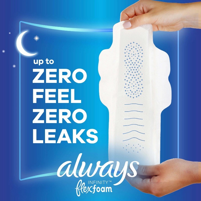 Always Infinity Feminine Pads with Wings,Extra Heavy Overnight Absorbency