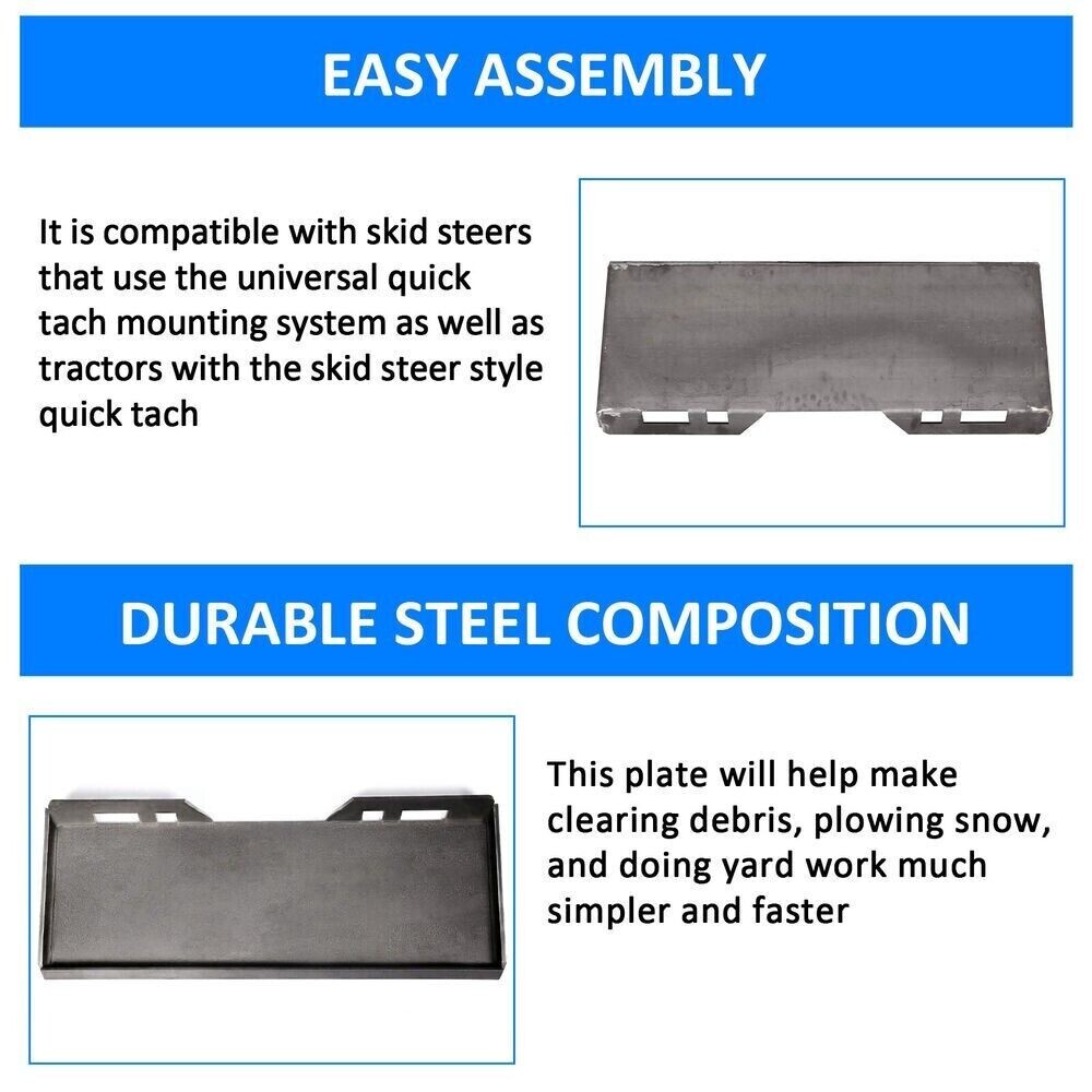 1/2" thick Skid Steer Mount Plate Adapter Loader Quick Tach Attachment
