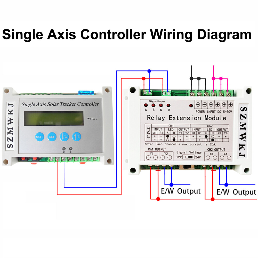 US Single Axis Solar Panel Tracking Tracker Controller W/ Relay Extension Module