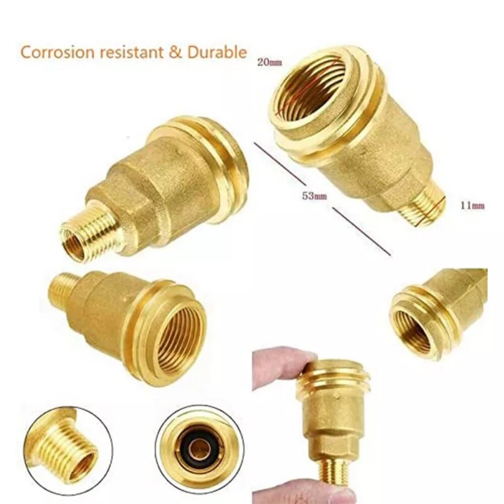 Propane Gas Fitting Adapter Solid Brass QCC1 Pipe Connect Nut 1/4" Male Thread