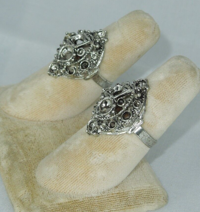 2 Ring Blanks Settings Cabochon Adjustable silver Plated Brass NEW 88V