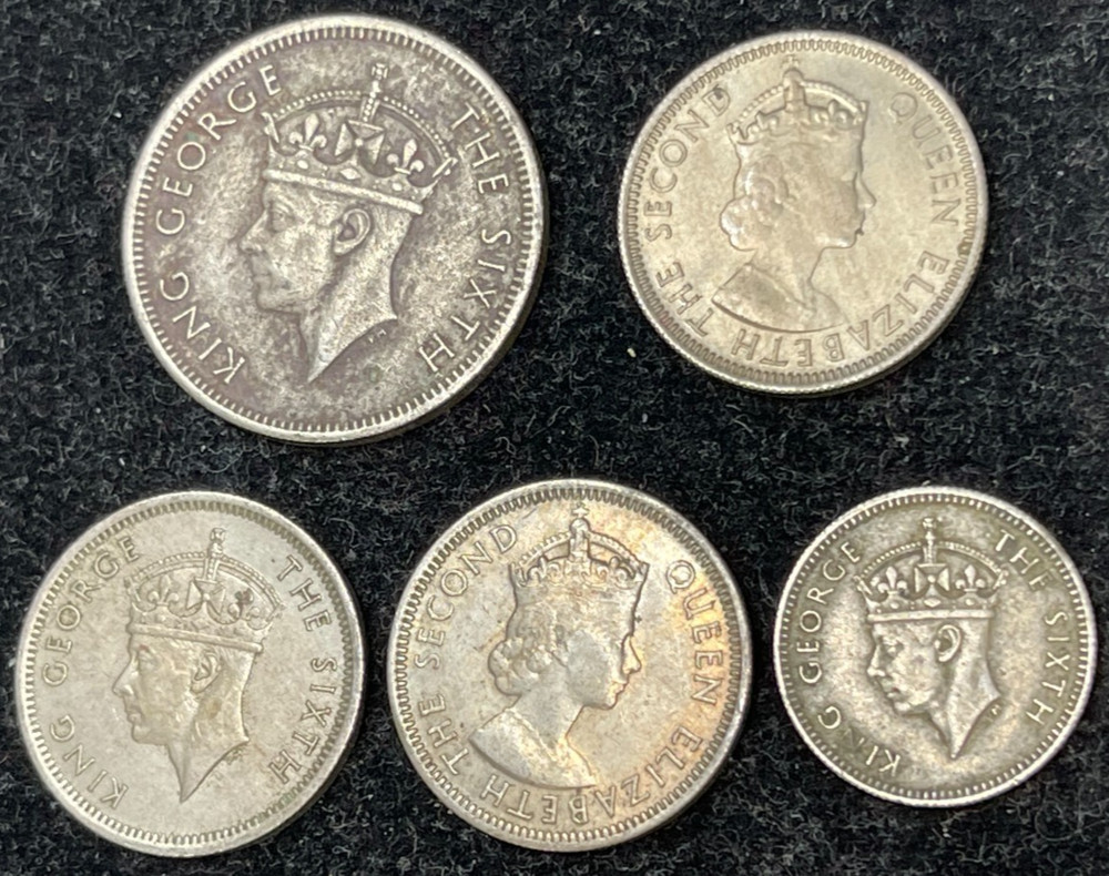 Assorted Early Malaya 5 Coins Lot