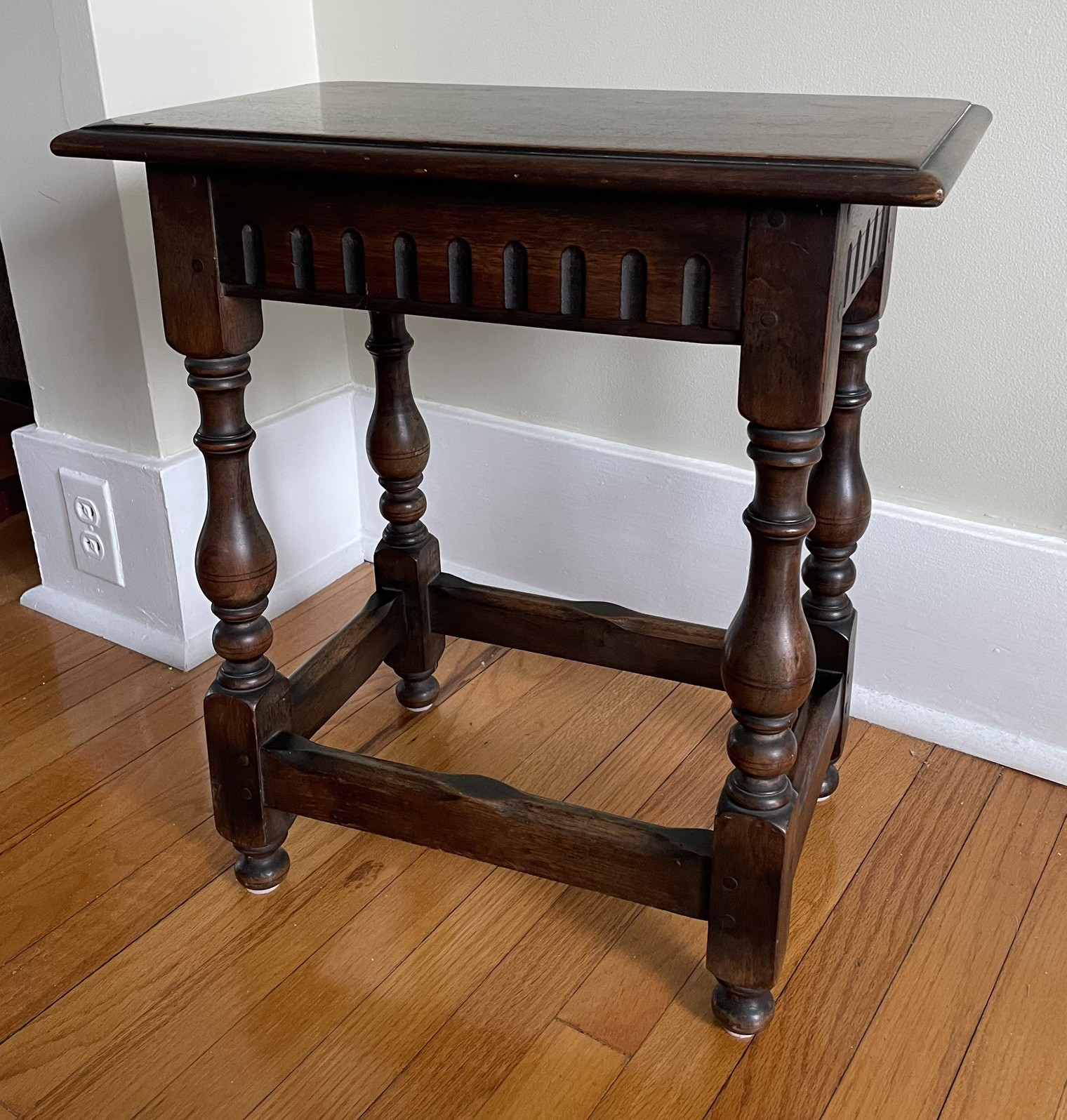 Antique Kittinger Walnut Joint Stool End Table