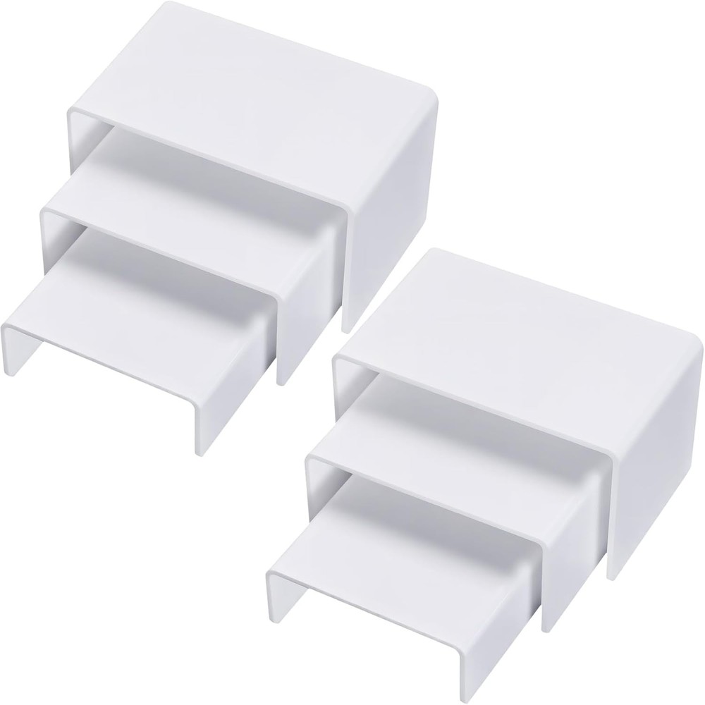 2 Sets Acrylic Display Risers White Small