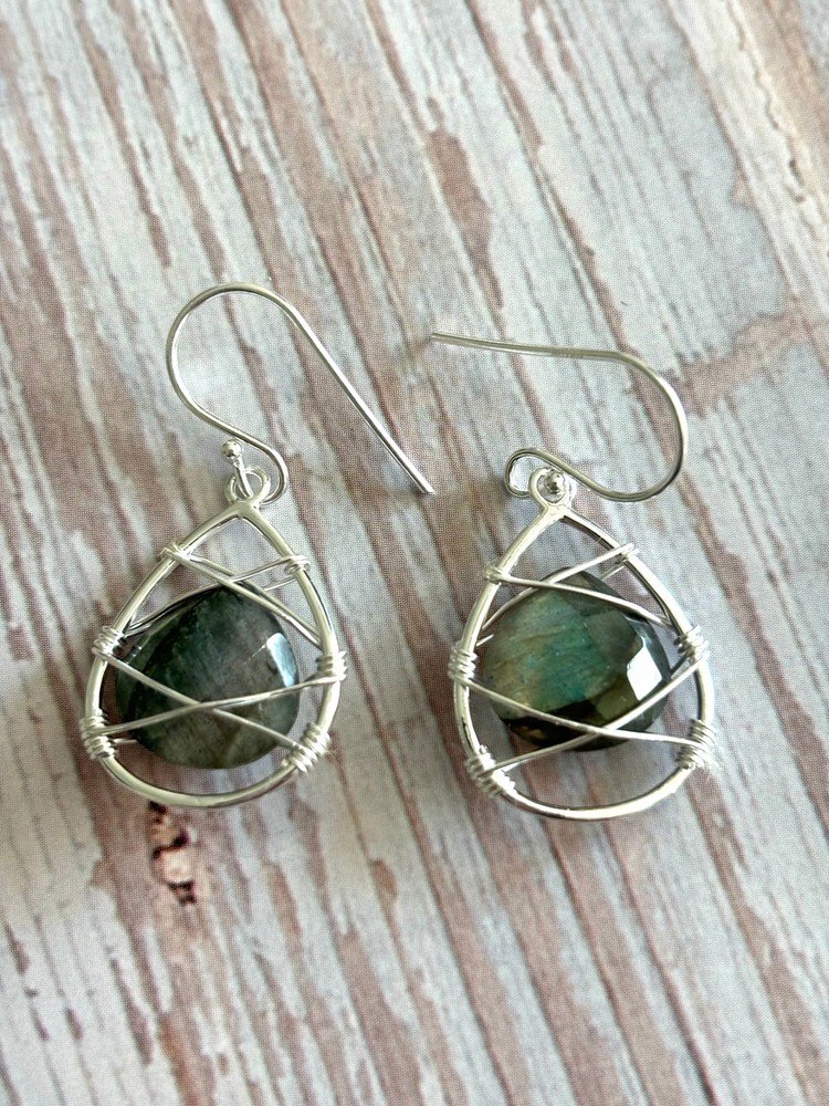 Wire Wrap Labradorite Earrings