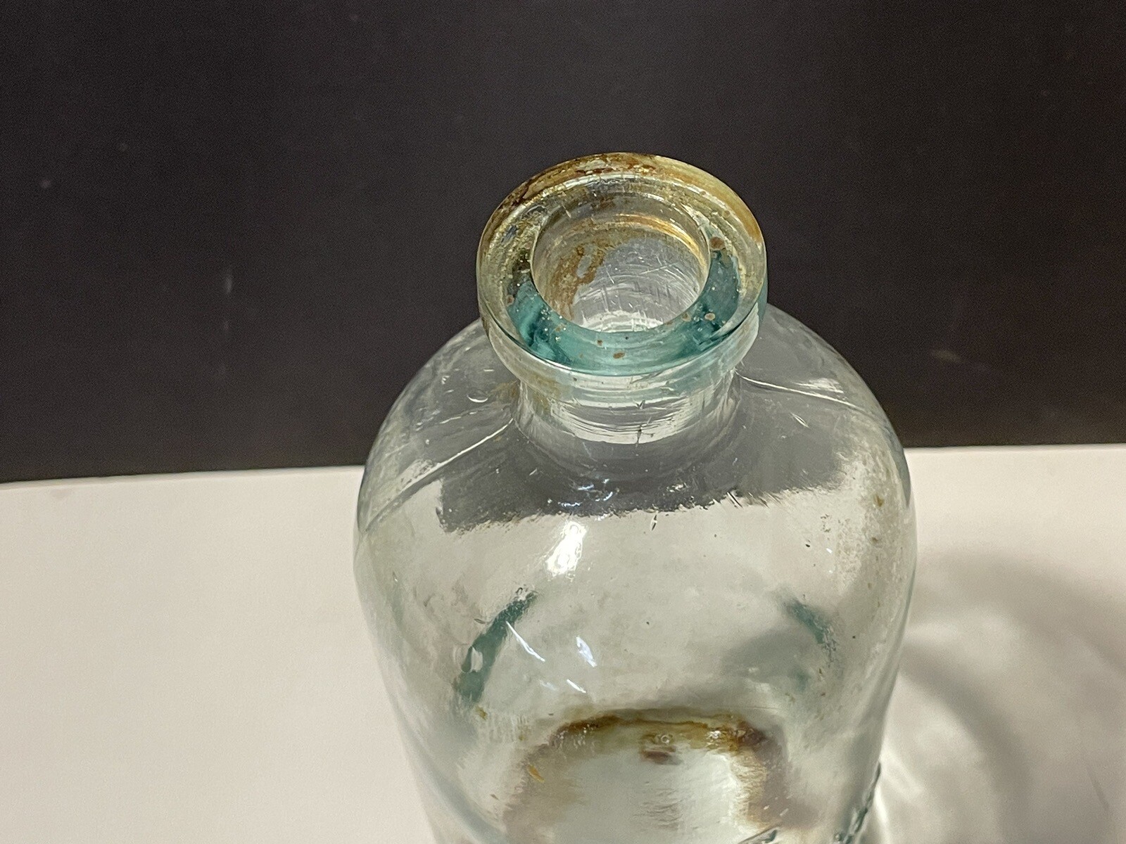 VTG Embossed CHAS H. PHILLIPS CHEMICAL CO. Bottle Blue Green Glass 10.5" tall